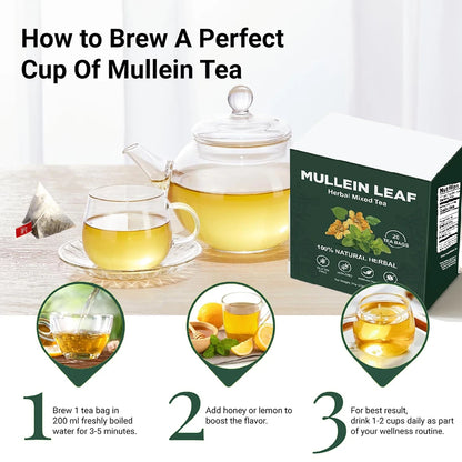 BreatheEasy™ Mullein Tea Bags – Lung Detox & Respiratory Support with Elderberry