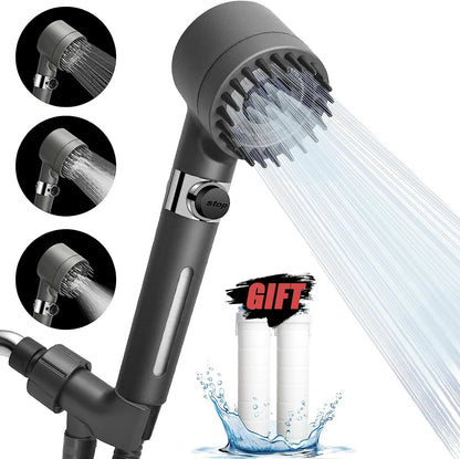 PureFlow High-Pressure Shower Head – 3-Mode Adjustable Spray with Massage Brush Filter for Ultimate Bathroom Relaxation